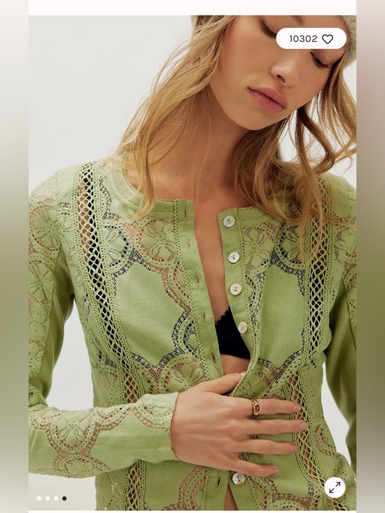 Free People Jae Sheer Lace Knit Long Sleeve Top. NWT. Soft moss - Picture 4 of 4